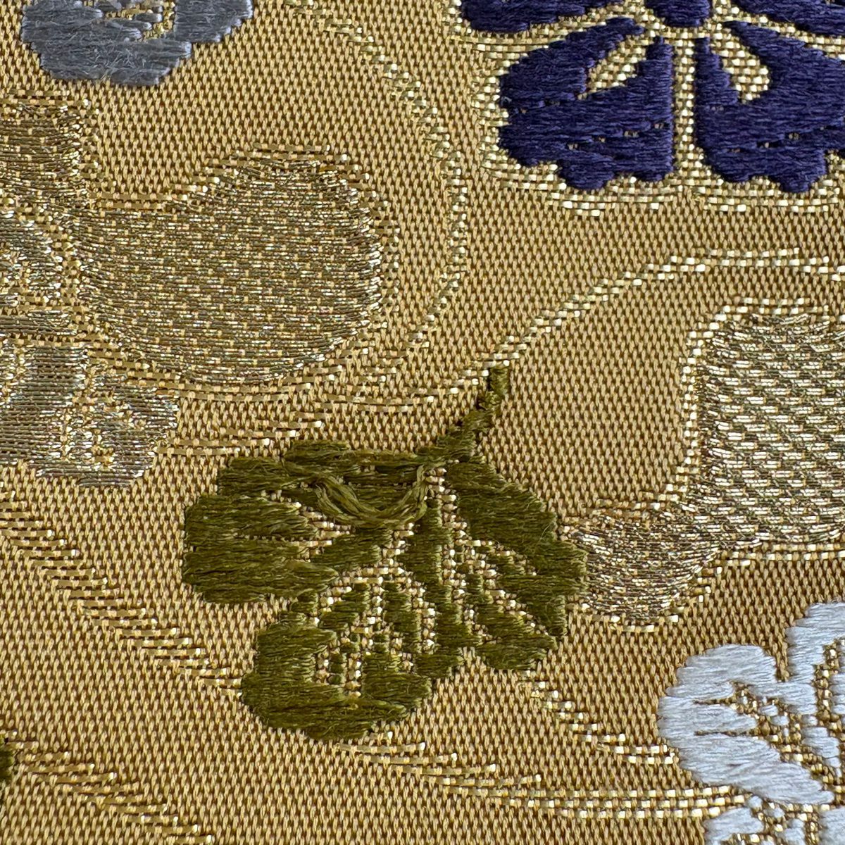袋帶 名品級 瓢箪 唐草紋 金糸 金金箔 山吹 深黃 六通 純蠶絲