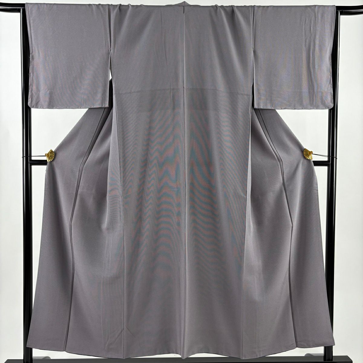 【美品】 江戶小紋 身長151cm 袖長66cm M 雙層 萬筋 灰紫 純蠶絲 名品級