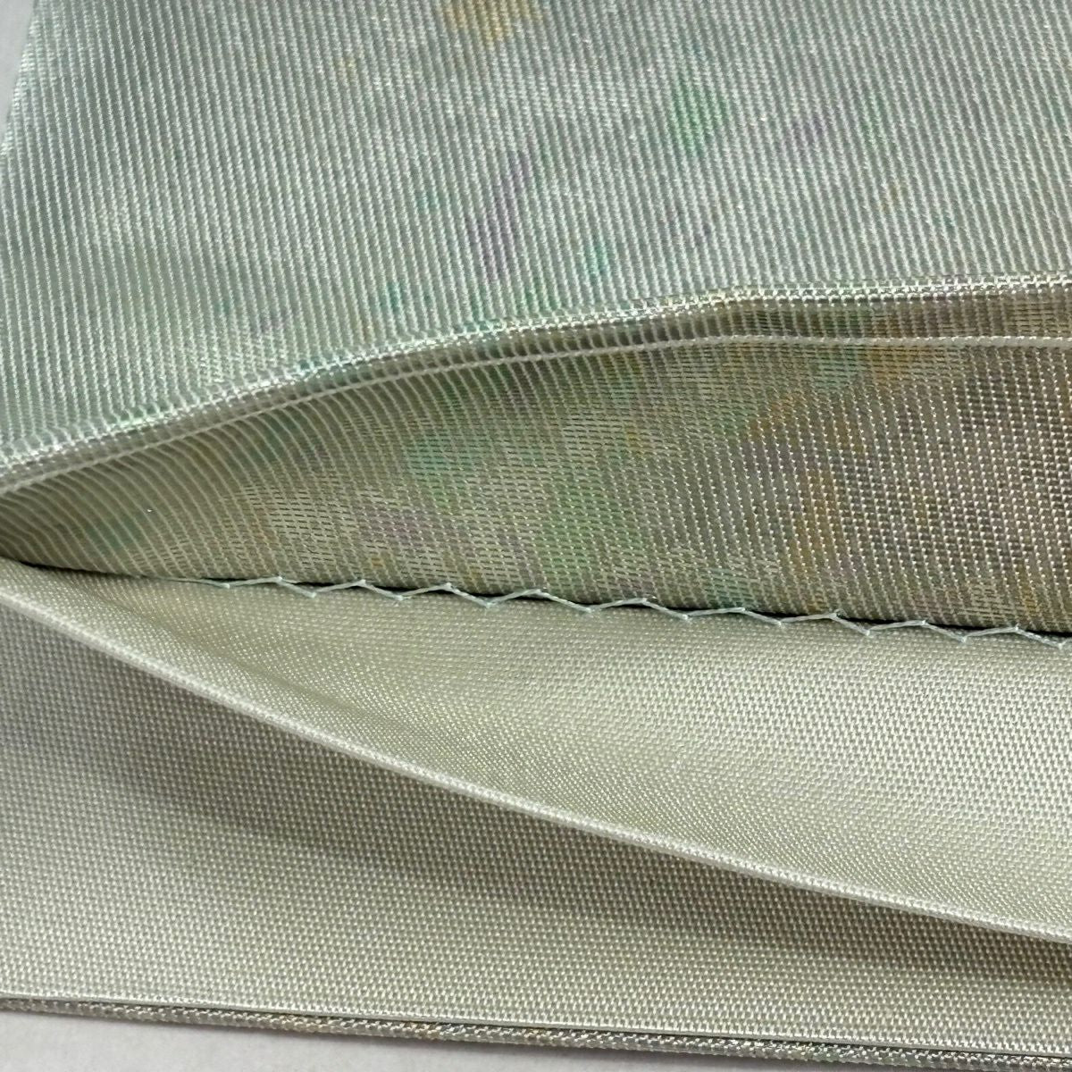 【美品】 袋帶 逸品級 和田光正 落款 草花紋 櫻花 金銀彩 金金箔 薄綠 お太鼓柄 純蠶絲