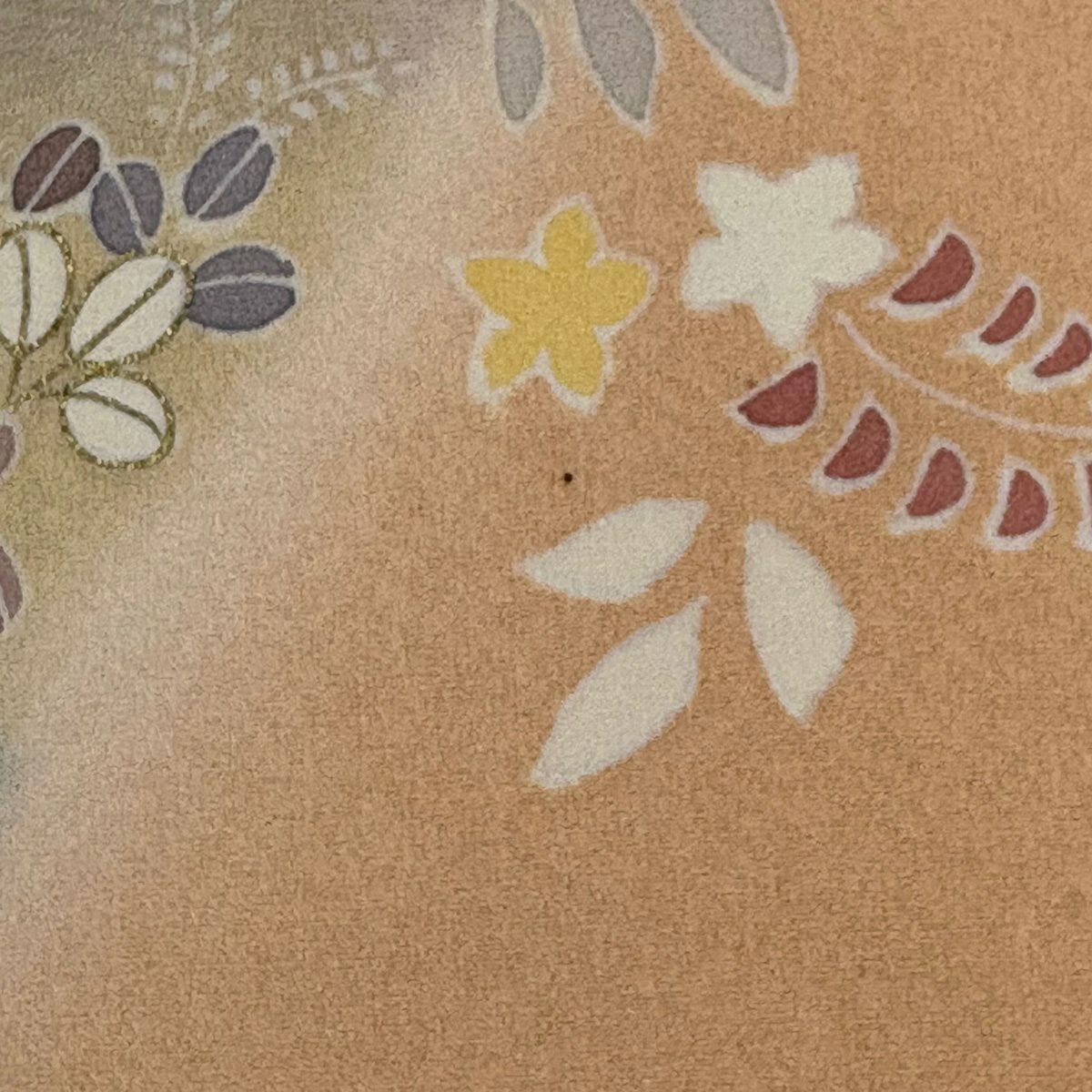 訪問服 身長162.5cm 袖長64.5cm M 單層 千總 有落款 菊花 龜甲 金絲 金銀彩 淺橙色 純蠶絲 逸品級