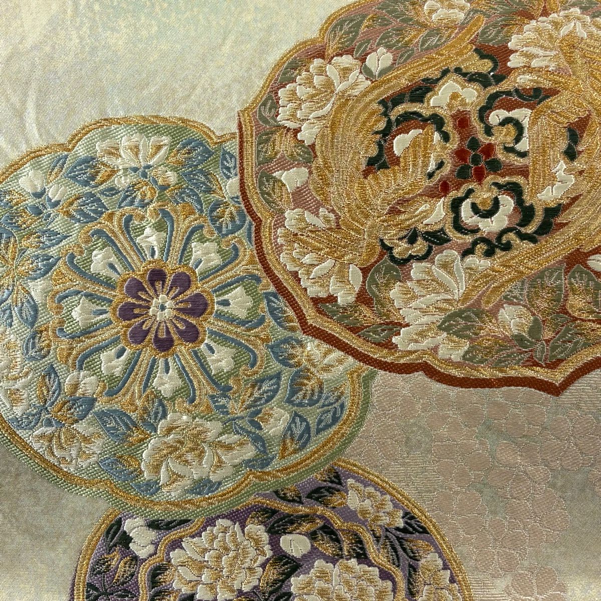 袋帶 秀品級 關西仕立 華紋 鳳凰 唐織 金金箔 金色 六通 純蠶絲