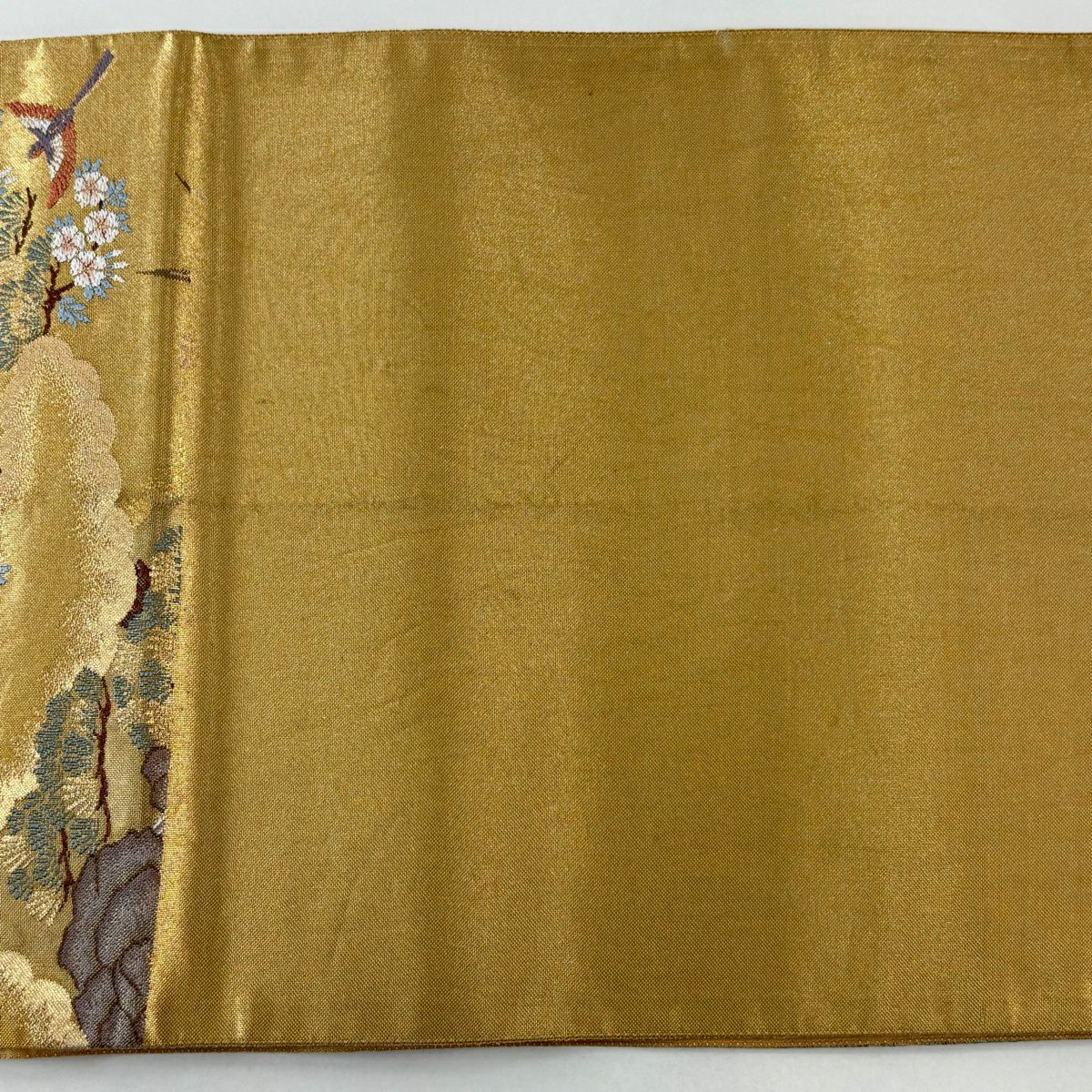 【美品】 袋帶 秀品級 關西仕立 牡丹花鳥圖 金金箔 金絲 金 六通 純蠶絲
