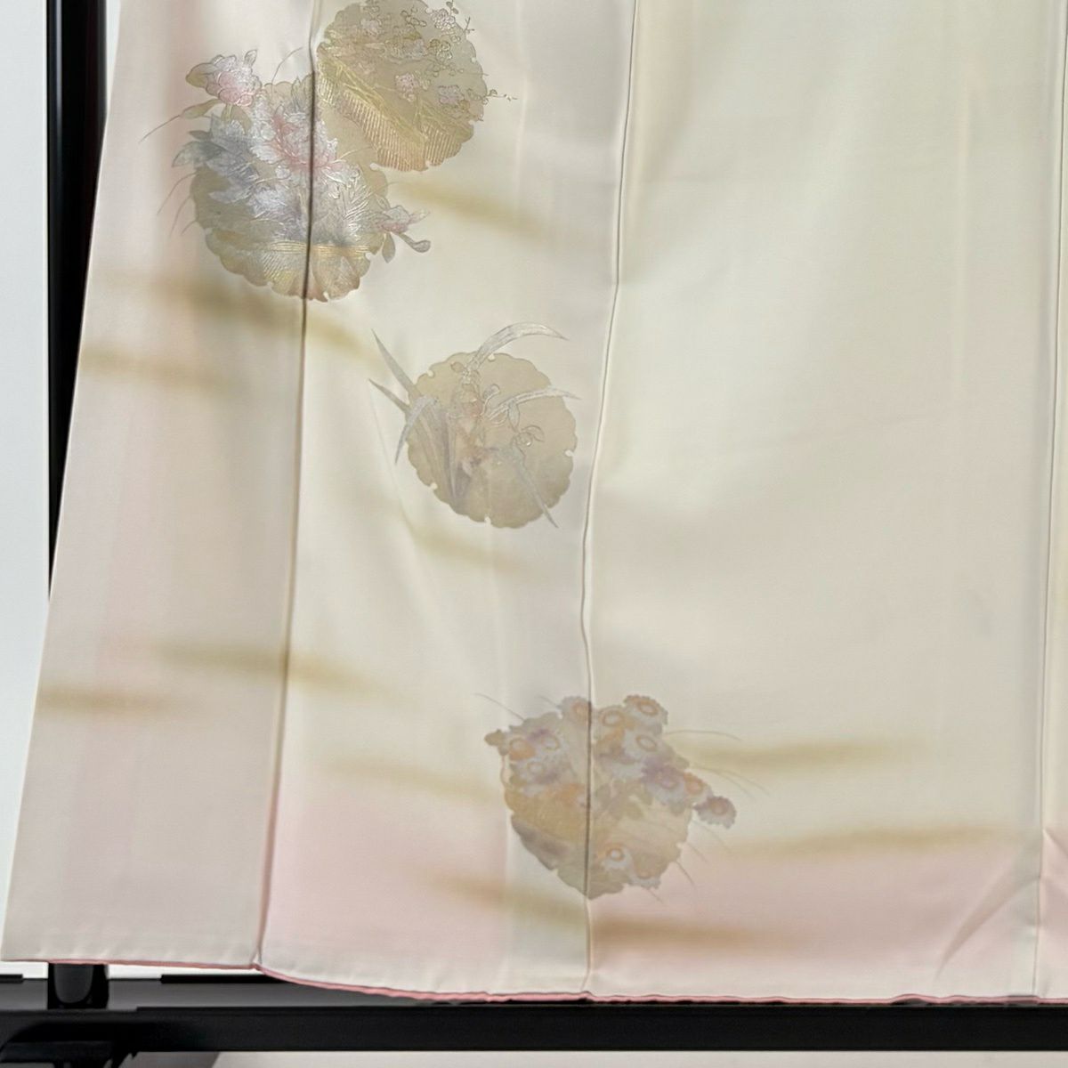 付下 身長158.5cm 袖長64cm M 雙層 和田光正 落款あり 雪輪 草花紋 金銀彩 漸層 米色 純蠶絲 名品級