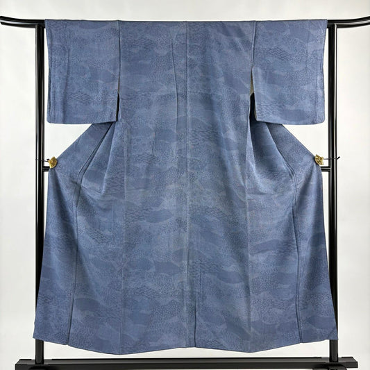 江戶小紋 身長151cm 袖長62cm S 雙層 落款あり 寄せ柄 梅花 深藍 純蠶絲 名品級
