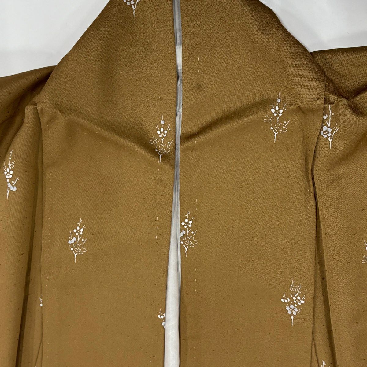 【美品】 付下 身長160cm 袖長63.5cm S 雙層 枝梅花 漸層 染分 茶 純蠶絲 優品級
