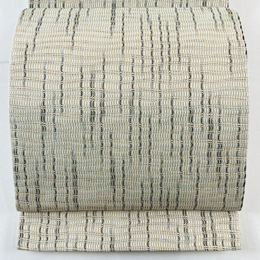 【美品】 袋帶 名品級 幾何圖案 金金箔 漸變 米色 全通 純蠶絲