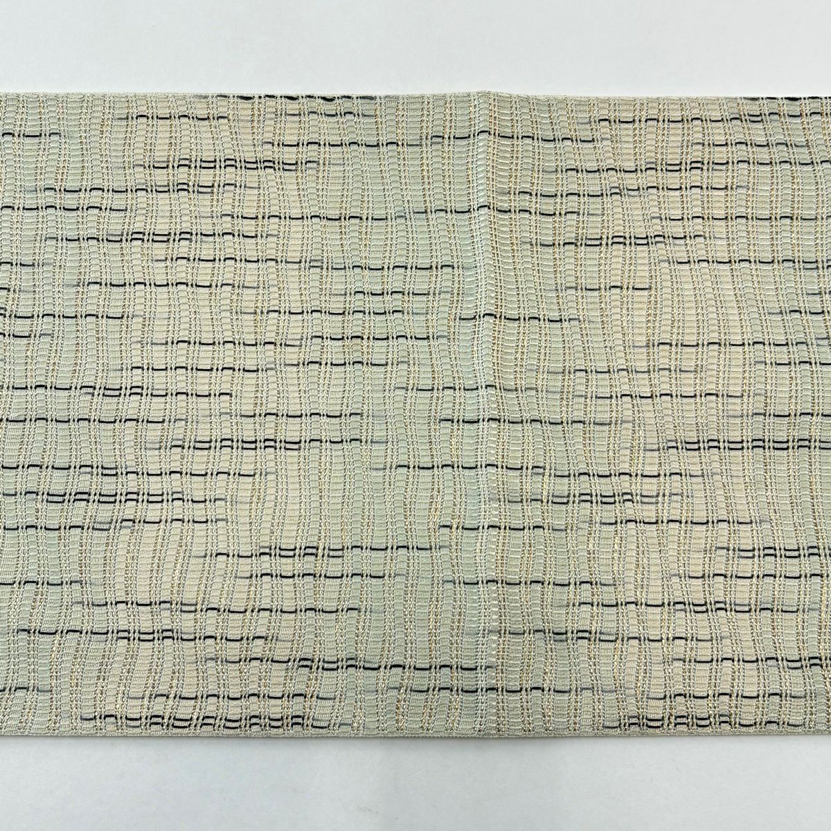【美品】 袋帶 名品級 幾何圖案 金金箔 漸變 米色 全通 純蠶絲