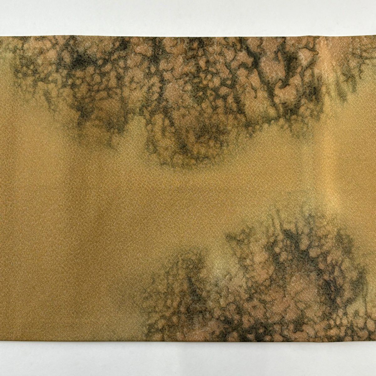 【美品】 袋帶 名品級 霞 幾何學圖案 銀線 漸層 茶 お太鼓圖案 純蠶絲