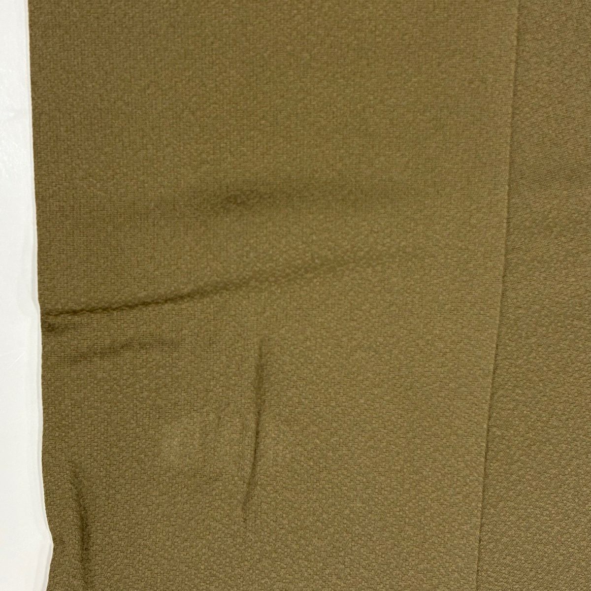 付下 身長152.5cm 袖長62.5cm S 雙層 斉藤三才 落款あり 鳥 地紋 刺繡 漸層 茶綠 純蠶絲 名品級