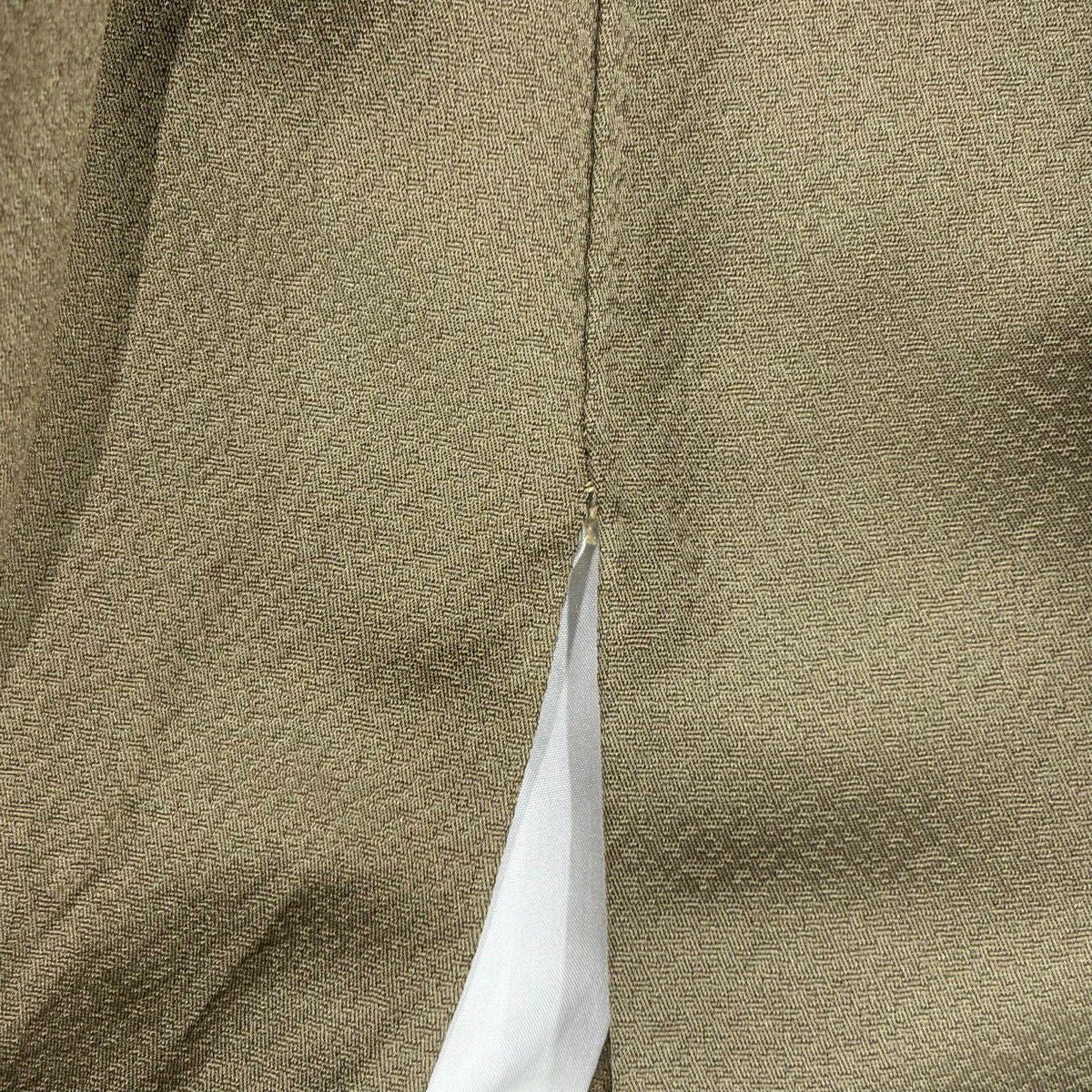 付下 身長152.5cm 袖長62.5cm S 雙層 斉藤三才 落款あり 鳥 地紋 刺繡 漸層 茶綠 純蠶絲 名品級
