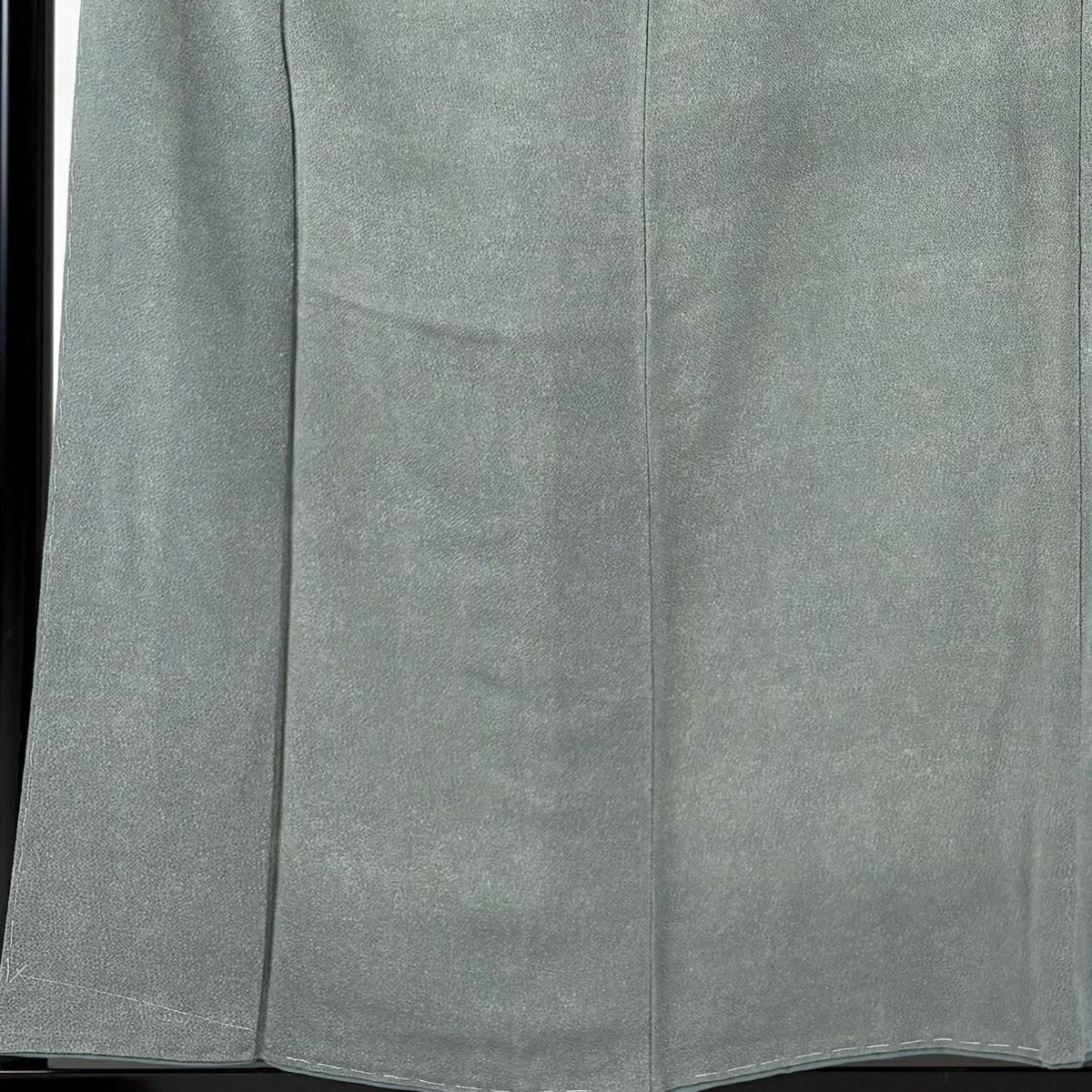 江戶小紋 身長155cm 袖長64.5cm M 雙層 落款 鮫 縮緬 灰綠 純蠶絲 名品級 一つ紋