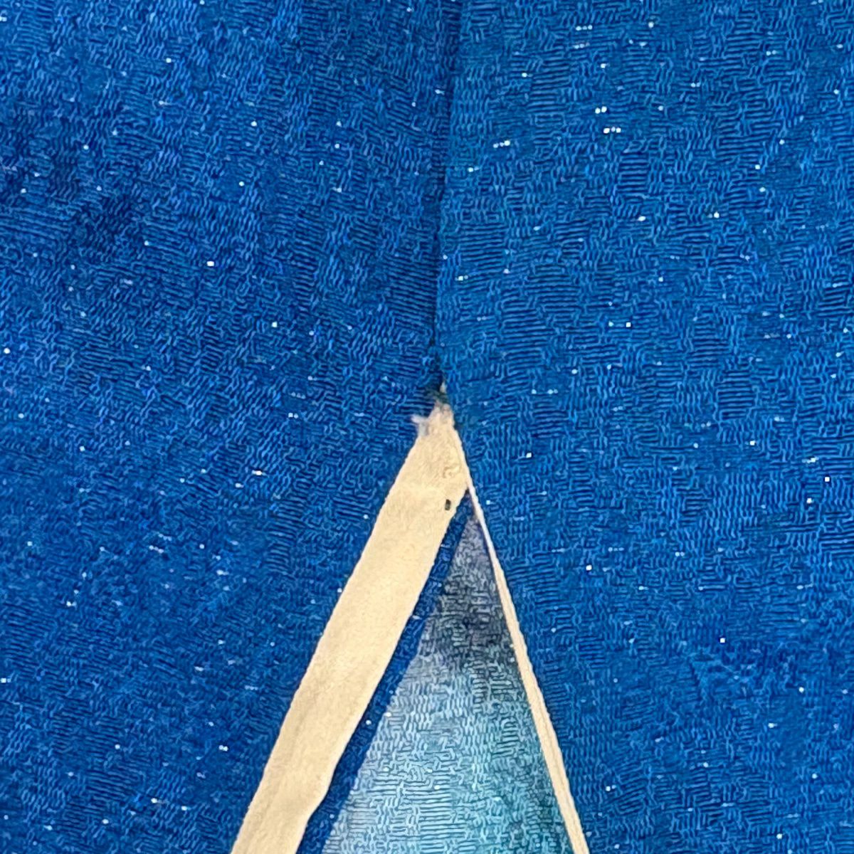 振袖禮服 身長162cm 袖長67.5cm L 雙層櫻梅花銀通金金箔藍純蠶絲名品級