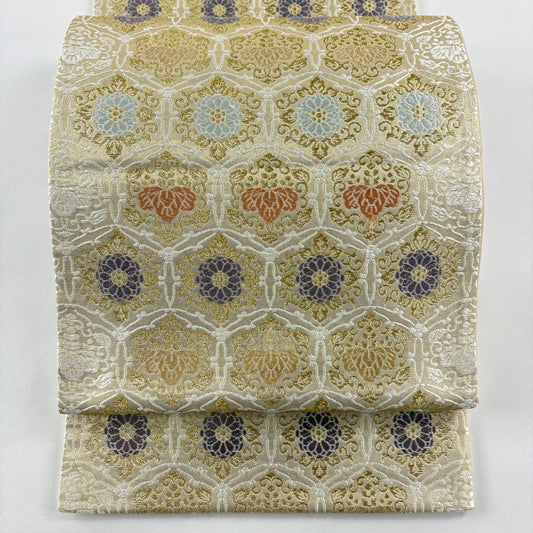 袋帶 名品級 華紋 桐 金絲 金金箔 金 六通 純蠶絲