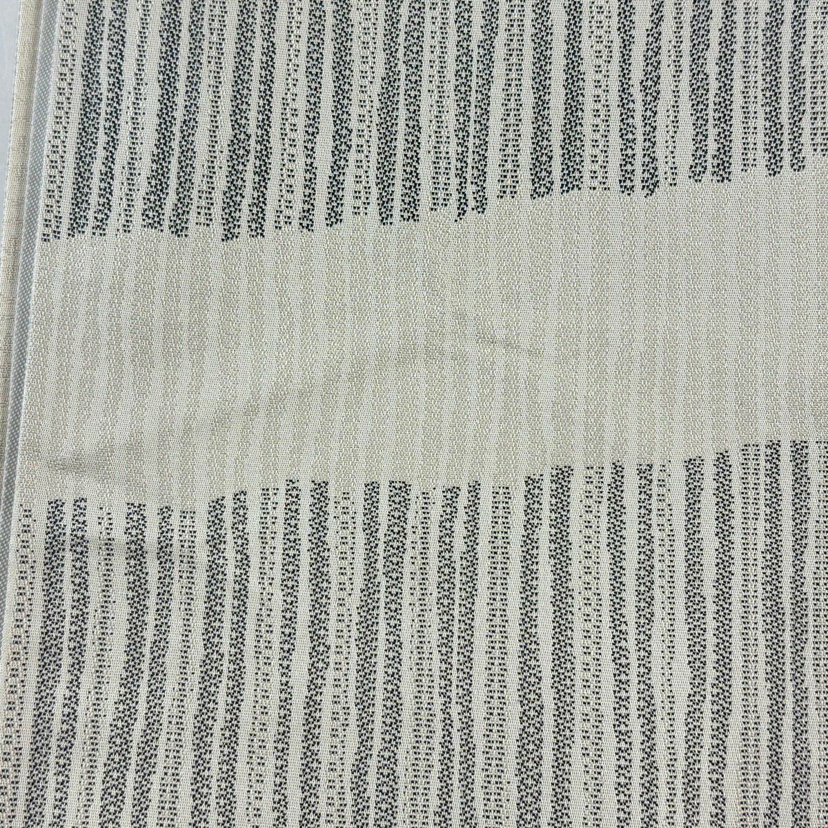 袋帶 名品級 本泥染 幾何學 灰白 六通 純蠶絲
