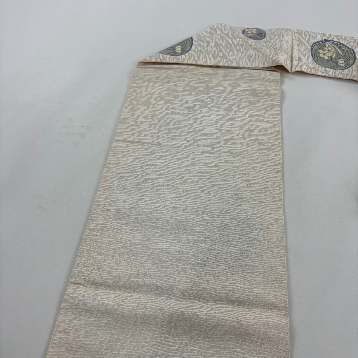 名古屋帶 名品級櫻松樹竹子梅花 金金箔 奶油色 純蠶絲