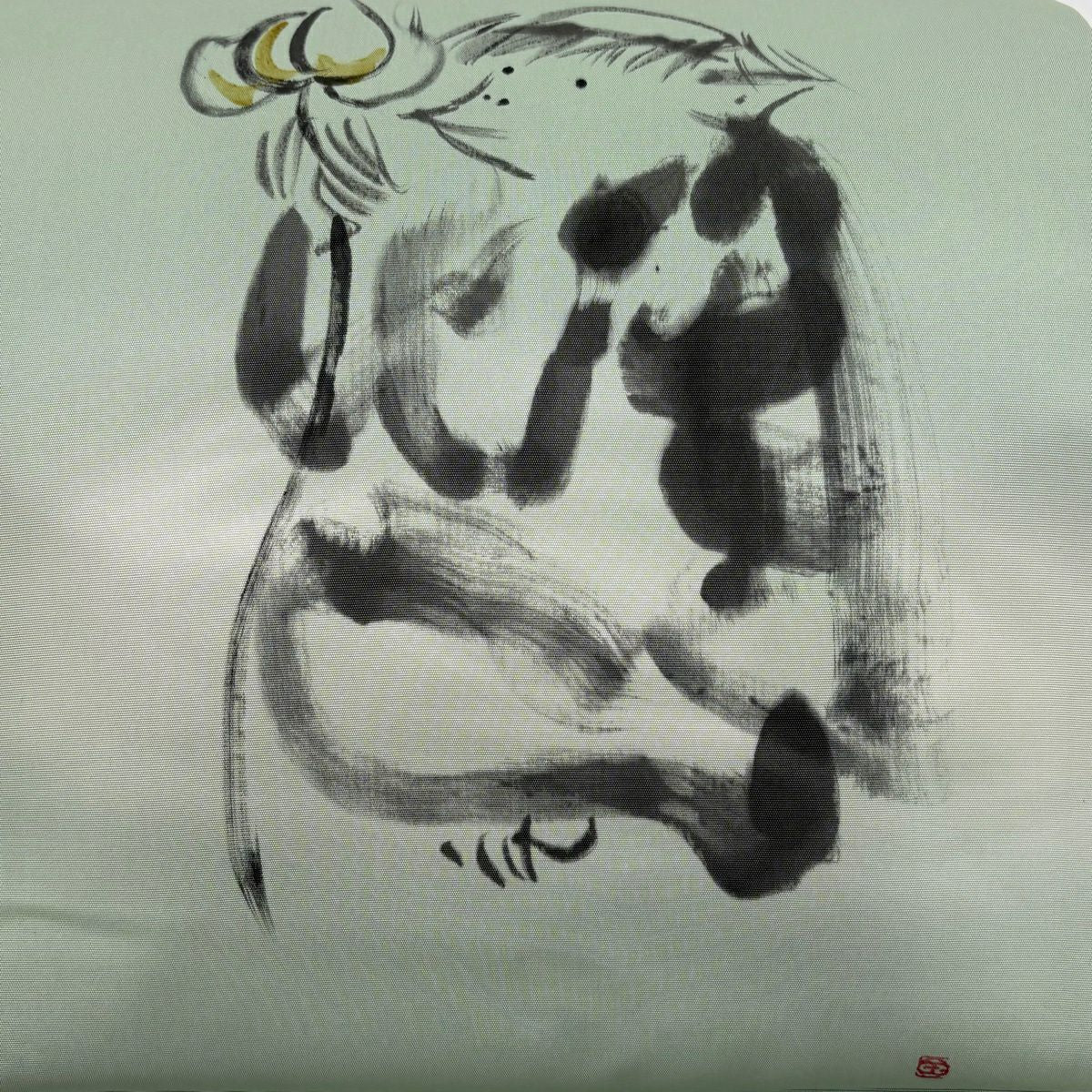 名古屋帶 名品級 附落款 河童 葉柄 漸變 薄綠 純蠶絲