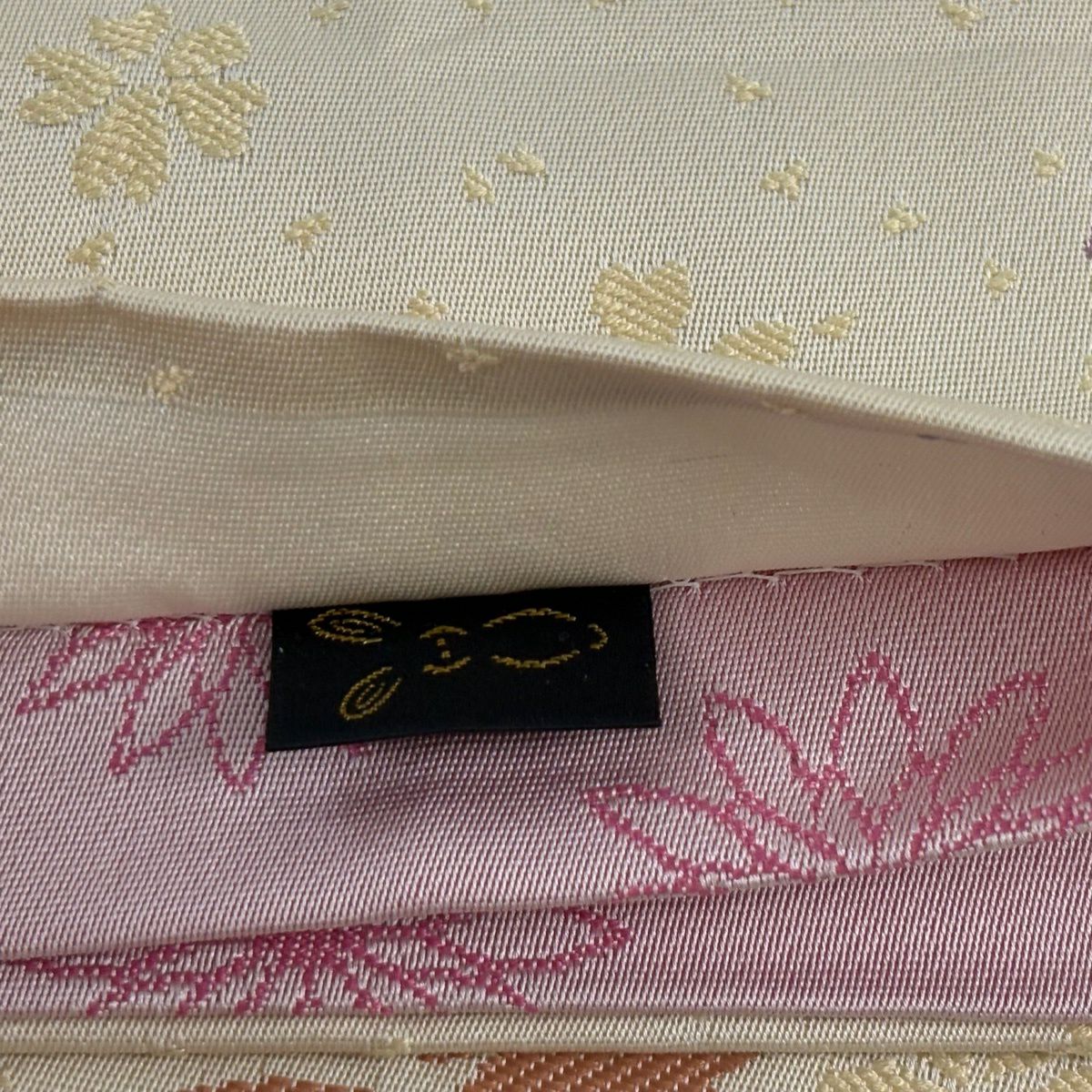 【美品】半幅帶 優品級 想屋 櫻花花瓣 米色 化纖