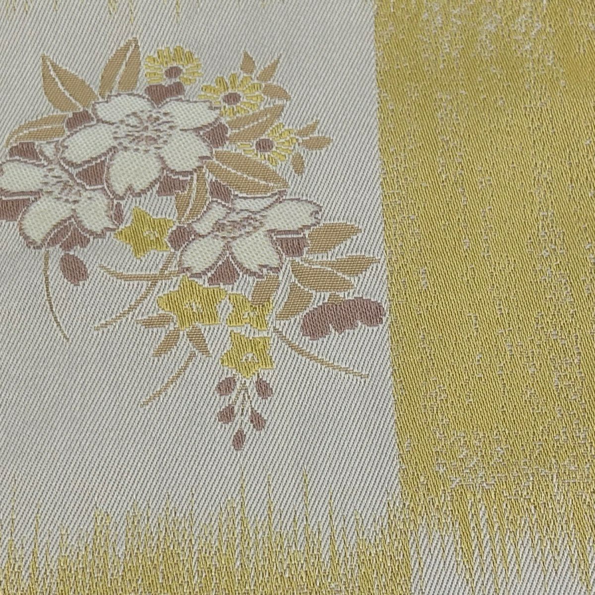 半幅帶 優品級 草花紋紋 變化市松樹 黃色 化纖