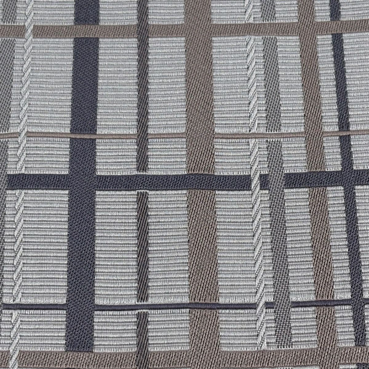 【美品】半幅帶 優品級 格子 灰紫 化纖