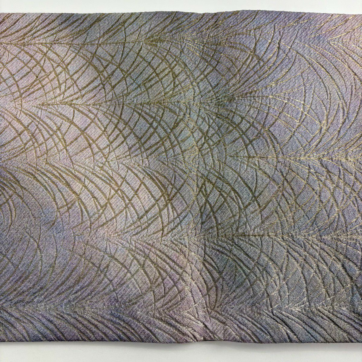 【美品】 袋帶 名品級 大王松樹 金絲 金金箔 灰紫 全通 純蠶絲