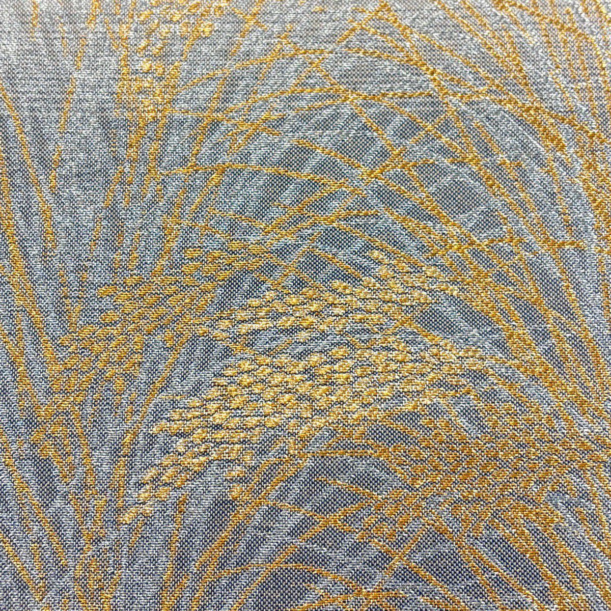【美品】 袋帶 名品級 稻穗 金銀彩 灰 深藍 六通 純蠶絲