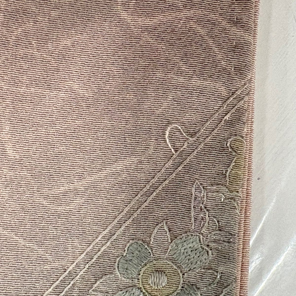 訪問服 身長159.5cm 袖長65.5cm M 雙層 華紋 花唐草紋 刺繡 金糸 灰櫻 純蠶絲 名品級 一つ紋