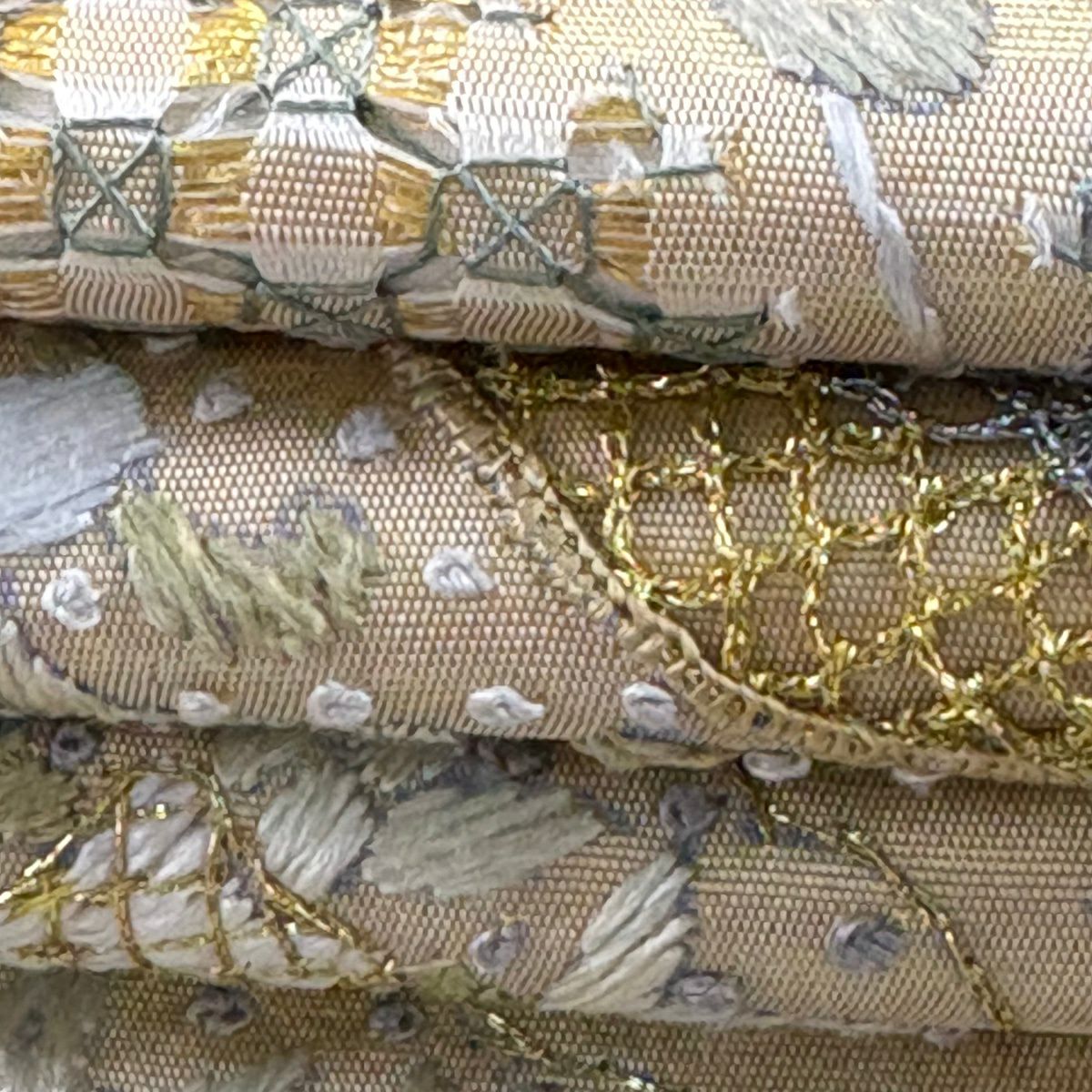 袋帶 逸品級 華紋 草花紋刺繡 金銀彩 金色 六通 純蠶絲