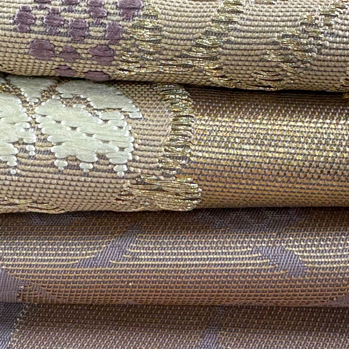 【美品】 袋帶 逸品級 山口美術織物 落款あり 菊花地牡丹正倉院文 鳳凰 金銀彩 刺繡 灰紫 お太鼓柄 純蠶絲
