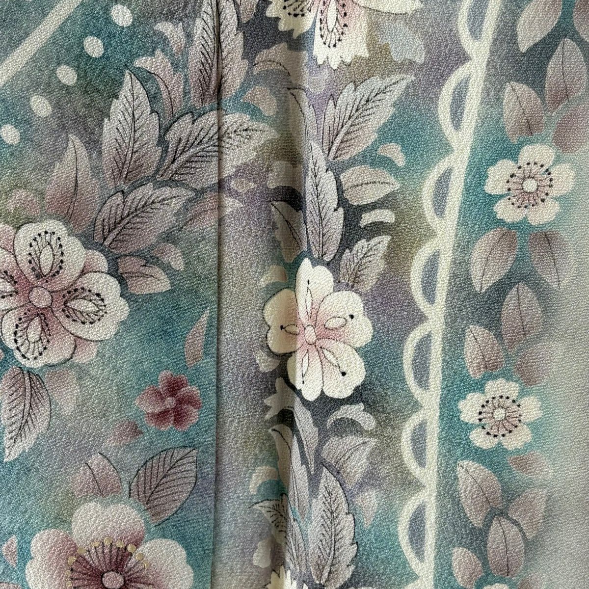 訪問服 身長153.5cm 袖長62.5cm S 雙層 菅有鬼一 落款あり 櫻花 草花紋紋 金銀彩 染分 濃紫 純蠶絲 逸品級