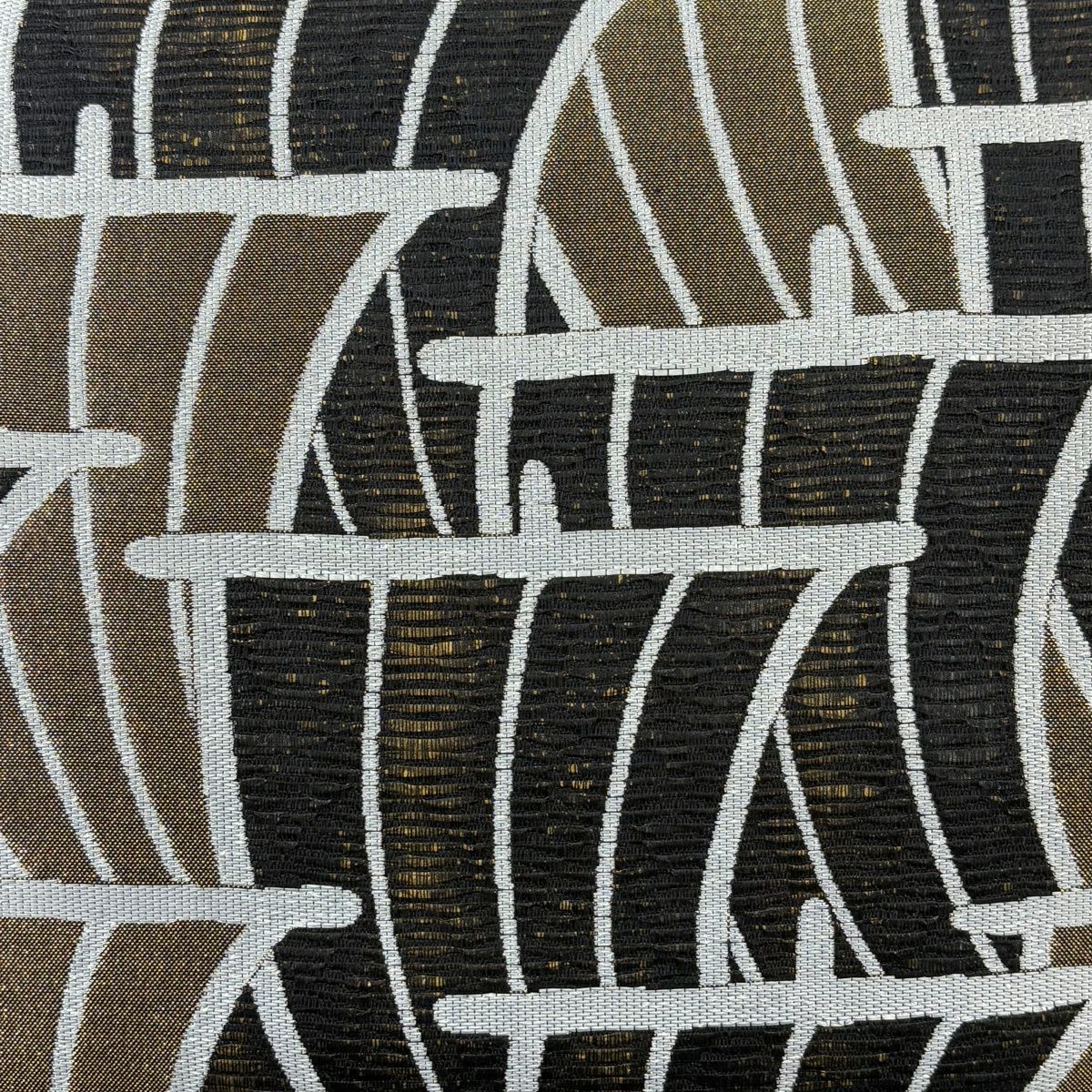 【美品】 袋帶 名品級 幾何學 金金箔 黑 六通 純蠶絲