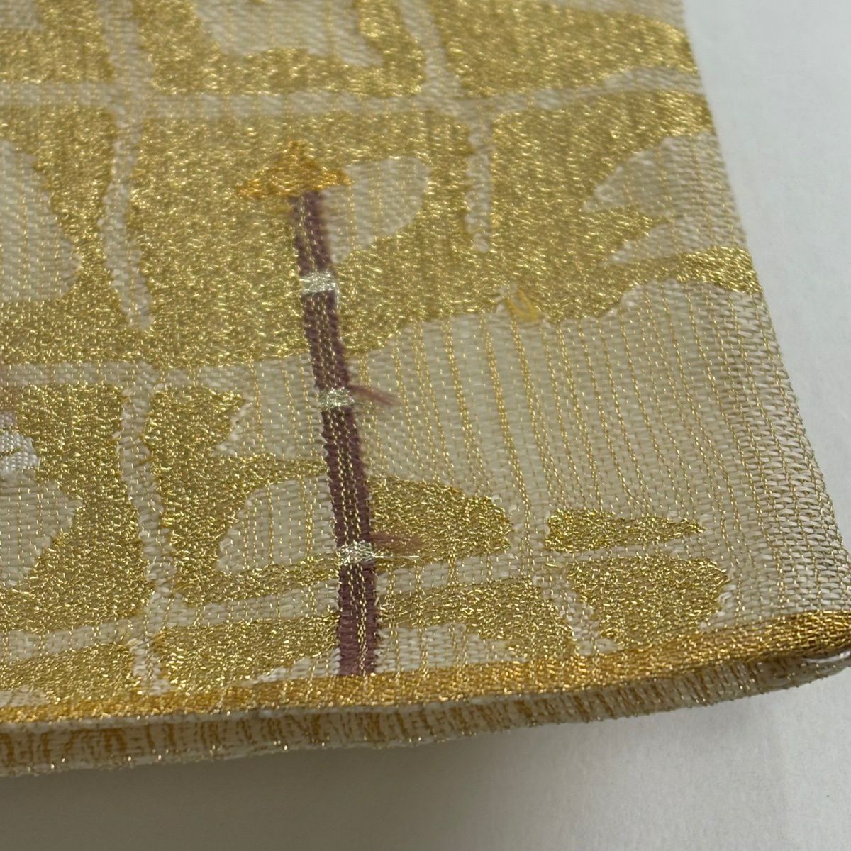 【美品】 袋帶 逸品級 明綴風景 山車 金銀絲 金色 六通 純蠶絲