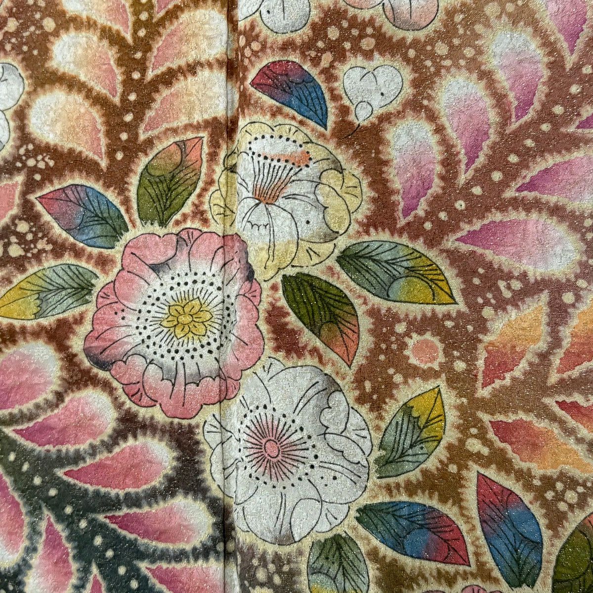 【美品】振袖禮服 身長161.5cm 袖長68.5cm L 雙層 鈴乃屋 有落款 辻花染 金通し 漸層 紅色 純蠶絲 名品級