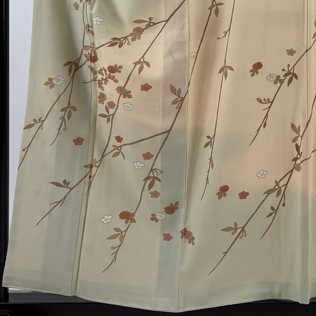 訪問服 身長157cm 袖長64.5cm M 雙層 梅花 菊花 金銀彩 漸層 淺綠 純蠶絲 名品級