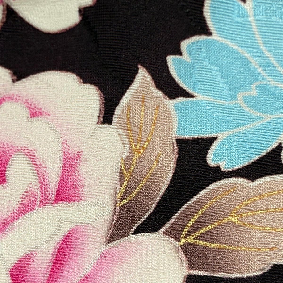 振袖禮服 身長169cm 袖長66.5cm M 雙層 牡丹 草花紋紋 金銀彩 刺繡 茶紫 純蠶絲 名品級
