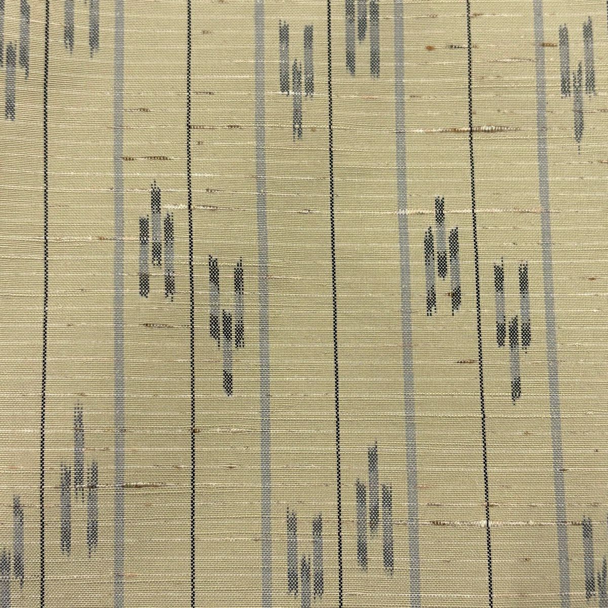 【美品】 紬織 身長161cm 袖長65cm M 雙層 垂直條紋 幾何圖案 米色 純蠶絲 名品級