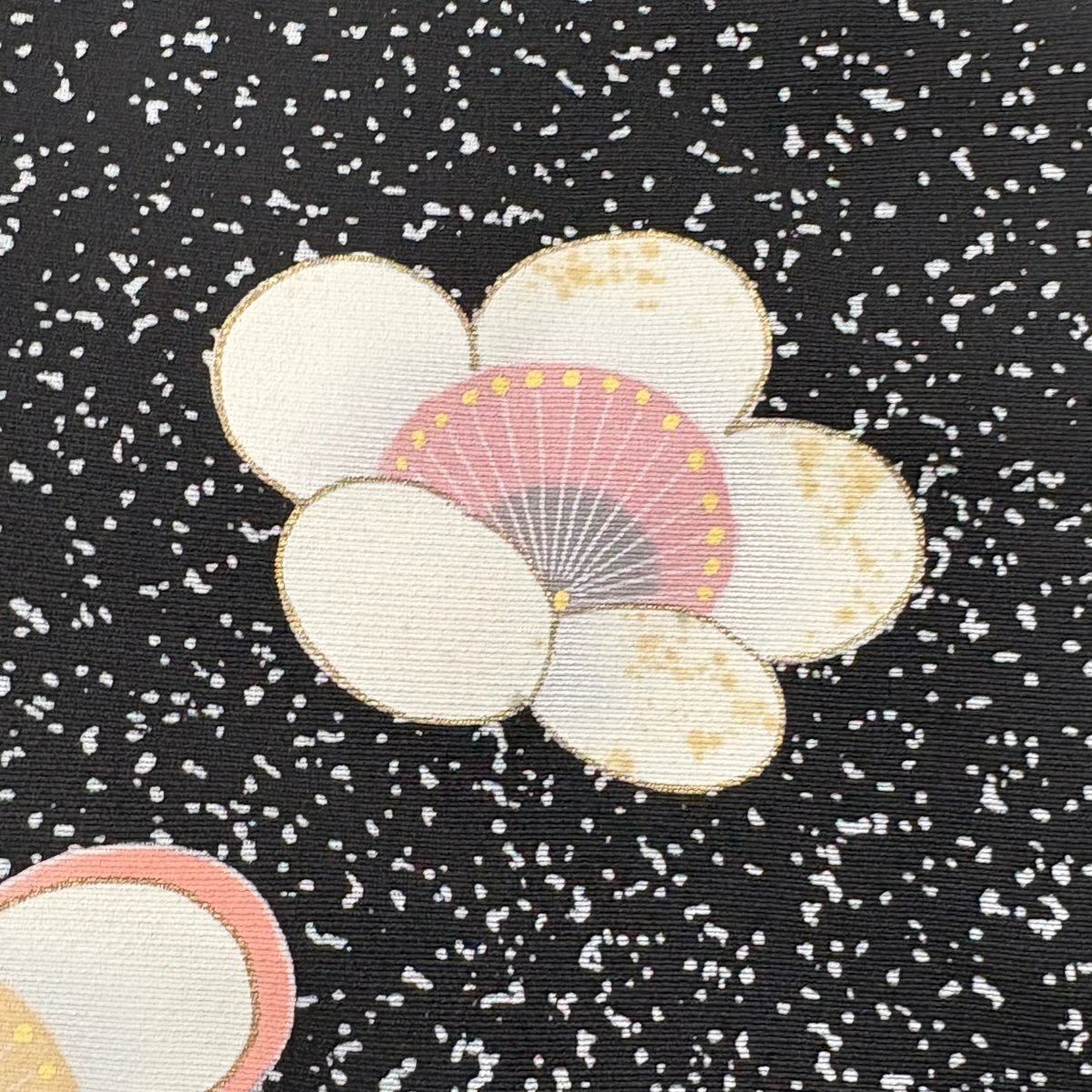 付下 身長162cm 袖長65cm M 雙層 梅花 楓 金銀彩 金絲 黑 純蠶絲 名品級 一個紋