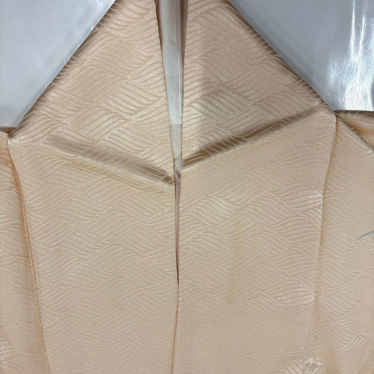 付下 身長158.5cm 袖長66.5cm M 雙層 雪輪 草花紋紋 絞染 刺繡 淺橙色 純蠶絲 優品級