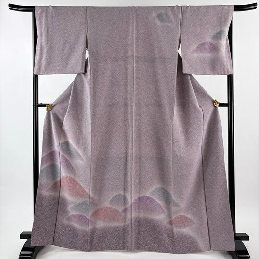 【美品】訪問服 身長167cm 袖長66.5cm M 雙層 山並 金銀彩 漸層 紫 純蠶絲 優品級