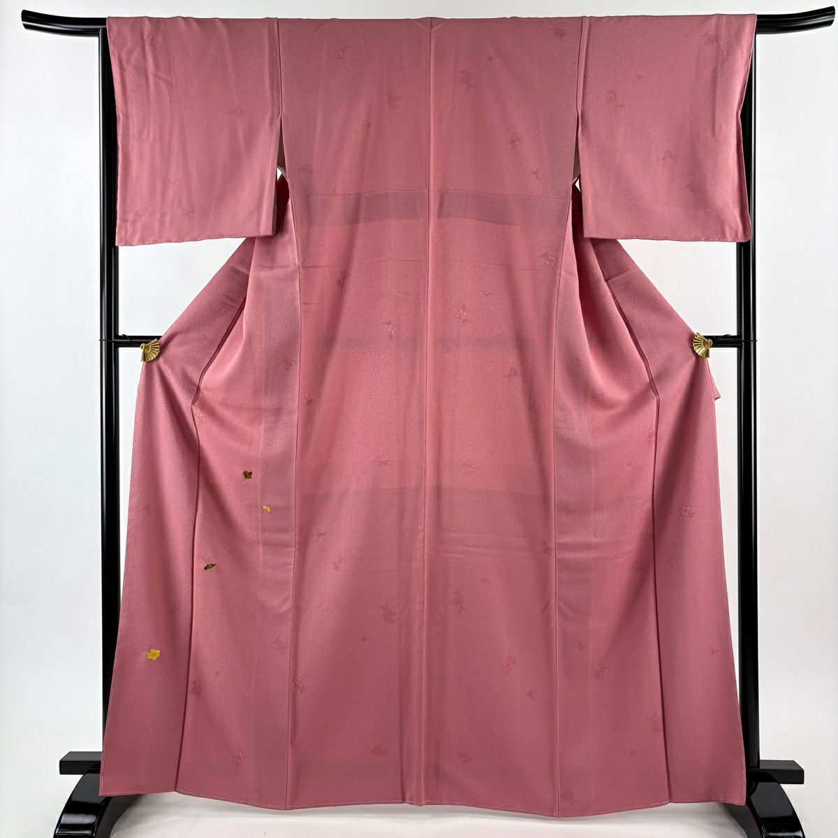 【美品】 付下 身長166cm 袖長65cm M 雙層 草花紋紋 螺鈿 金銀彩 粉紅 純蠶絲 秀品級 一つ紋