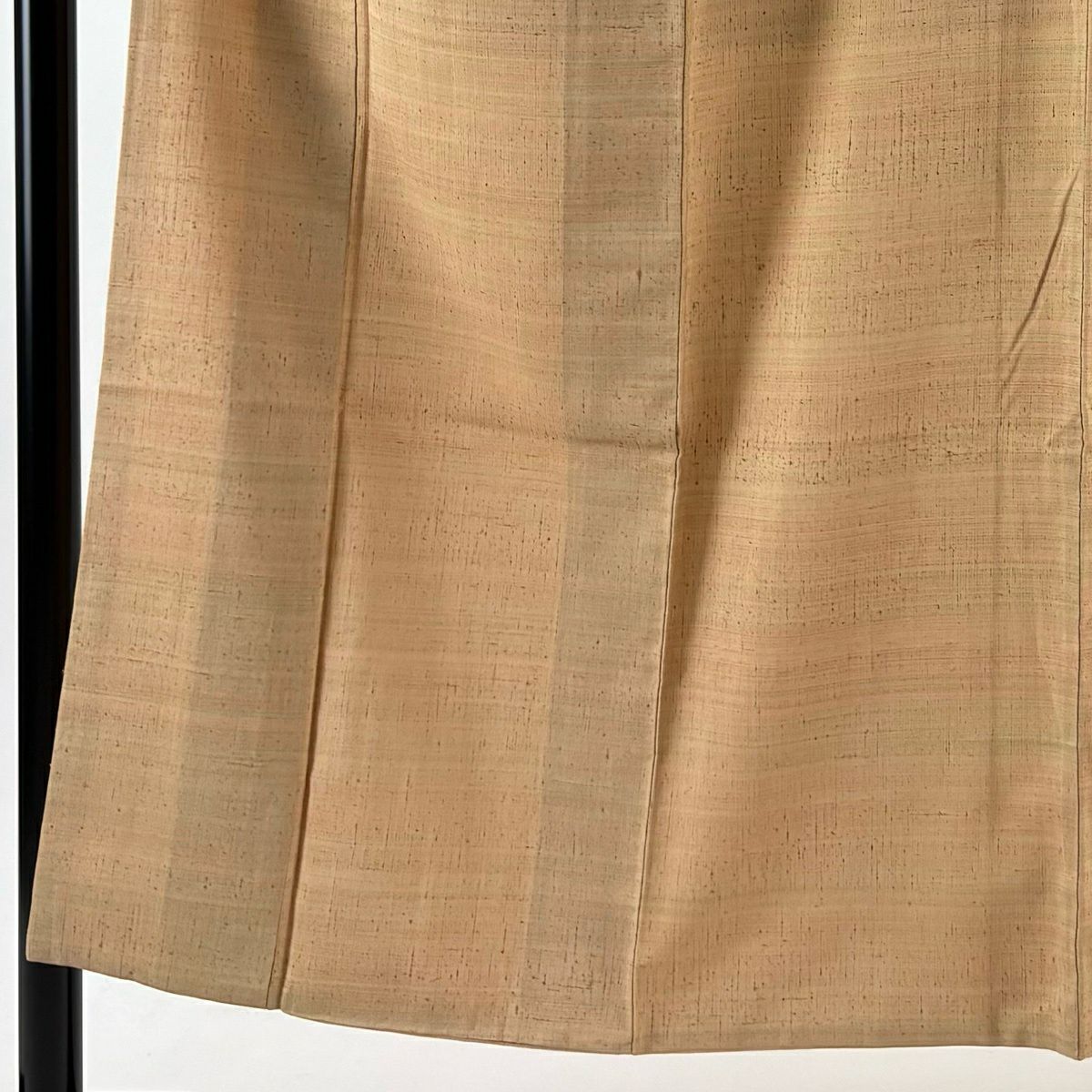 【美品】 小紋 身長150.5cm 袖長63cm S 雙層 結城紬織地 證書あり 幾何學 薄茶 純蠶絲 秀品級