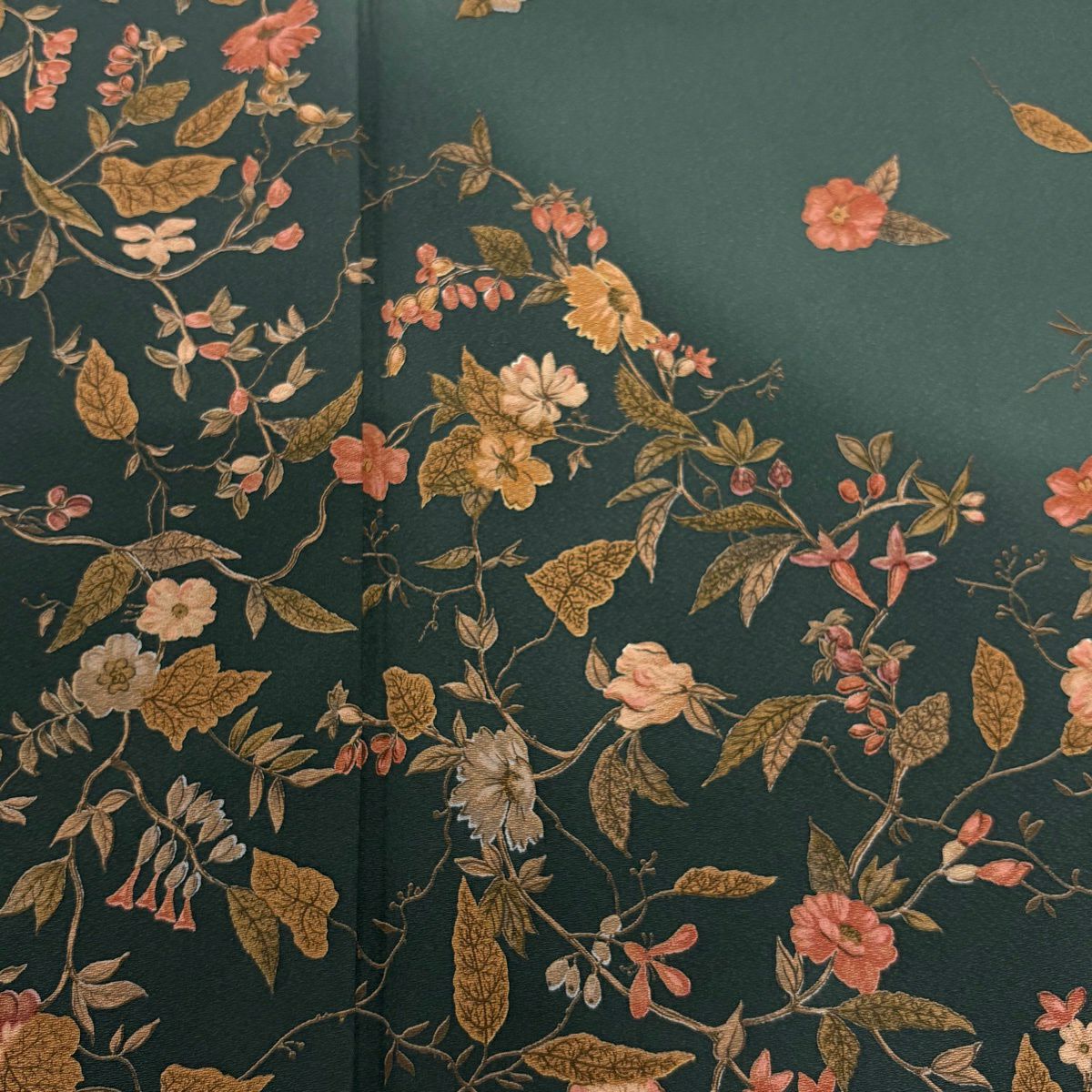 訪問服 身長154cm 袖長65cm M 雙層 草花紋紋 染分 渲染 灰綠 純蠶絲 優品級