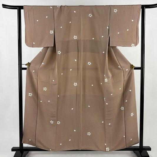 小紋 身長157.5cm 袖長61.5cm S 雙層櫻櫻花瓣金銀線金銀彩小豆色純蠶絲秀品級
