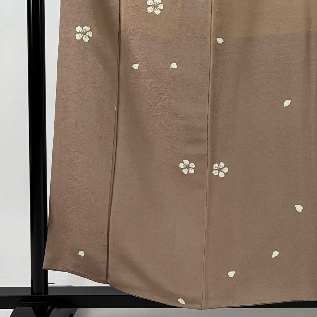 小紋 身長157.5cm 袖長61.5cm S 雙層櫻櫻花瓣金銀線金銀彩小豆色純蠶絲秀品級