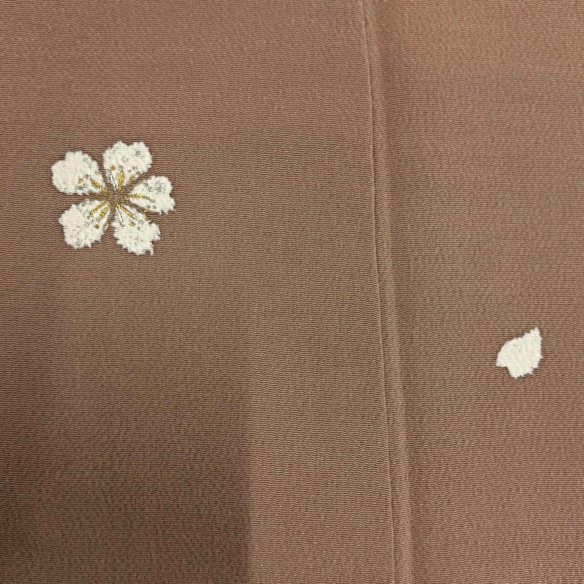 小紋 身長157.5cm 袖長61.5cm S 雙層櫻櫻花瓣金銀線金銀彩小豆色純蠶絲秀品級