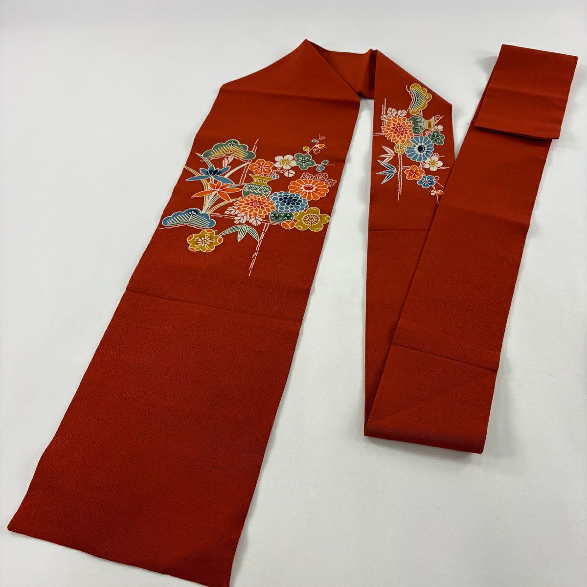 【美品】名古屋帶 秀品級 松樹竹子梅花 菊花 絞織 紅茶 純蠶絲