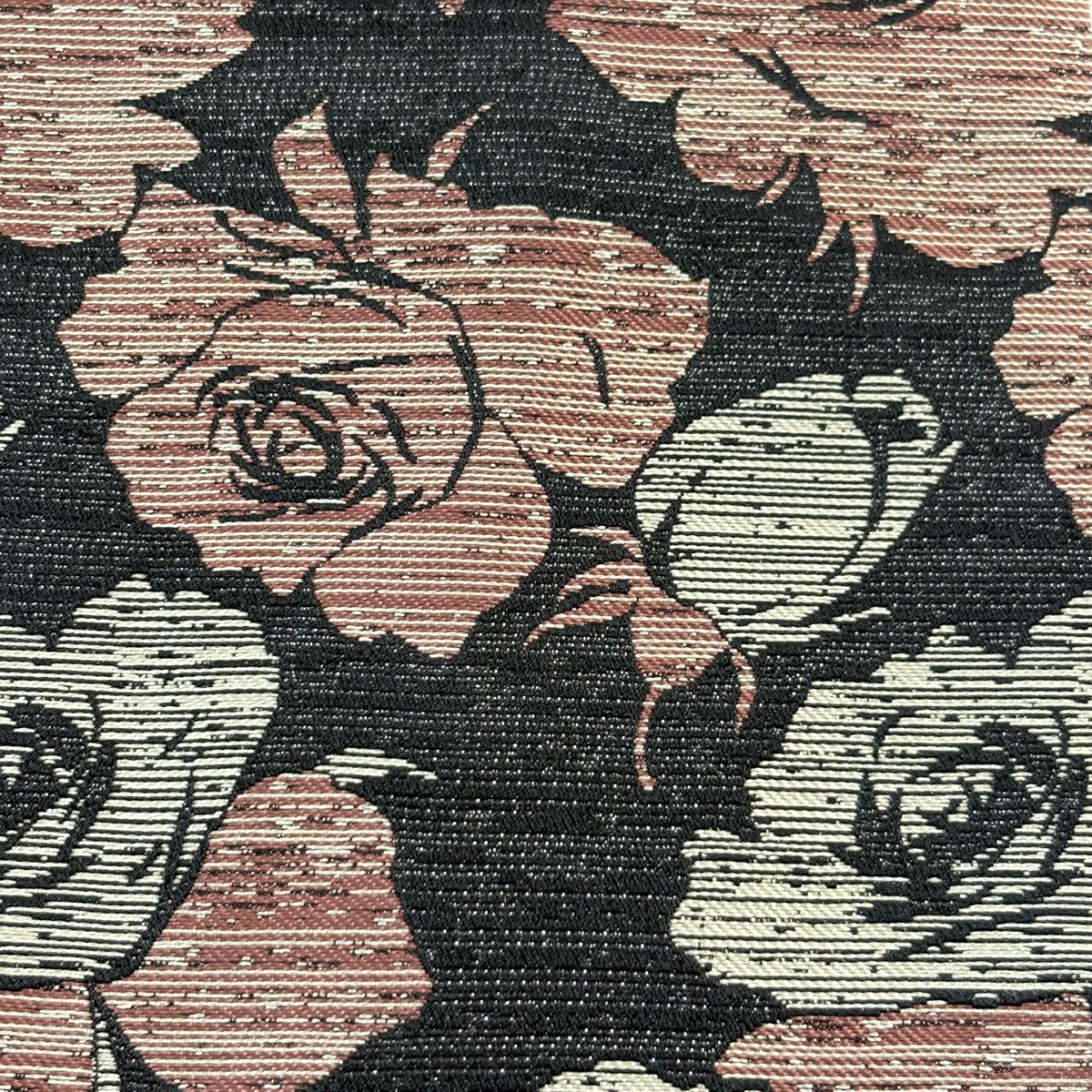 【美品】半幅帶 優品級 薔薇 金金箔 黑 化纖