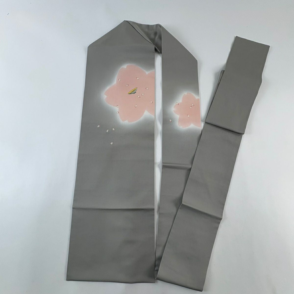 名古屋帶 名品級櫻花盃 金銀彩漸變 灰茶純蠶絲