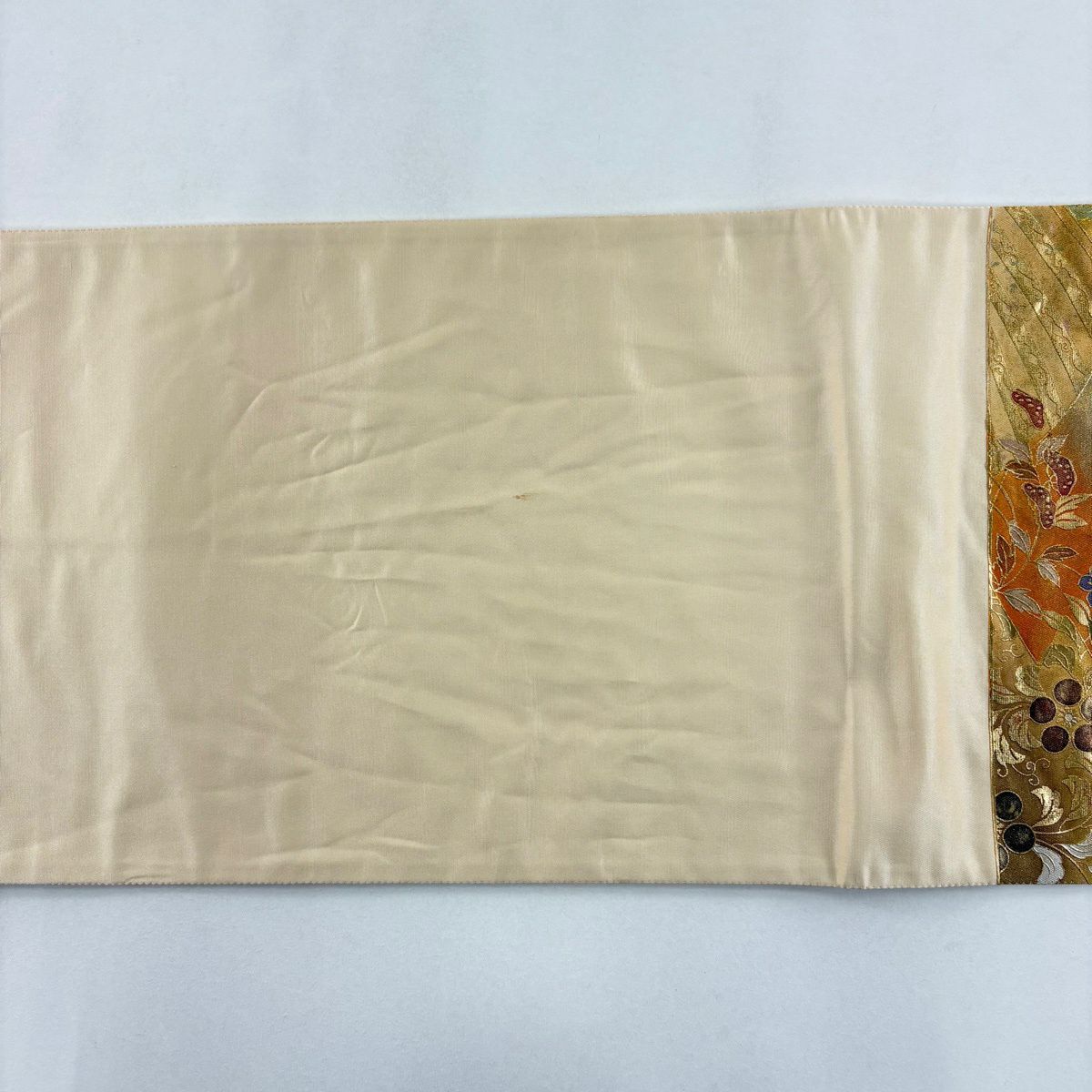 袋帶 名品級 草花紋紋 葡萄 金銀彩 螺鈿 金色 大鼓圖案 純蠶絲