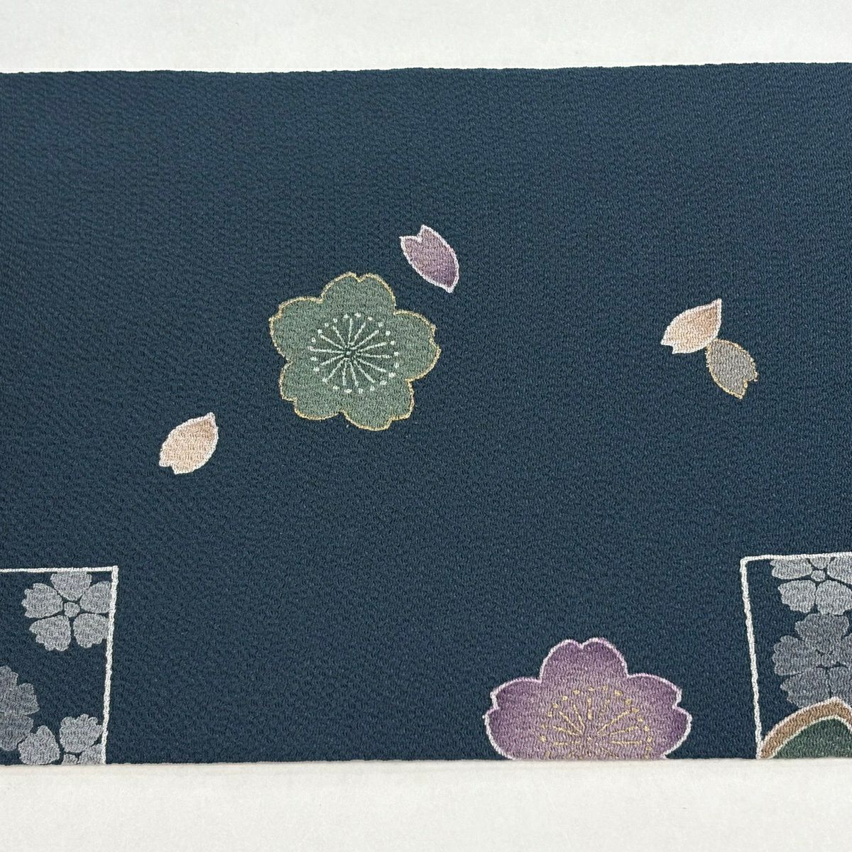 【美品】名古屋帶 名品級 櫻花 手毬 金銀彩 深綠 純蠶絲