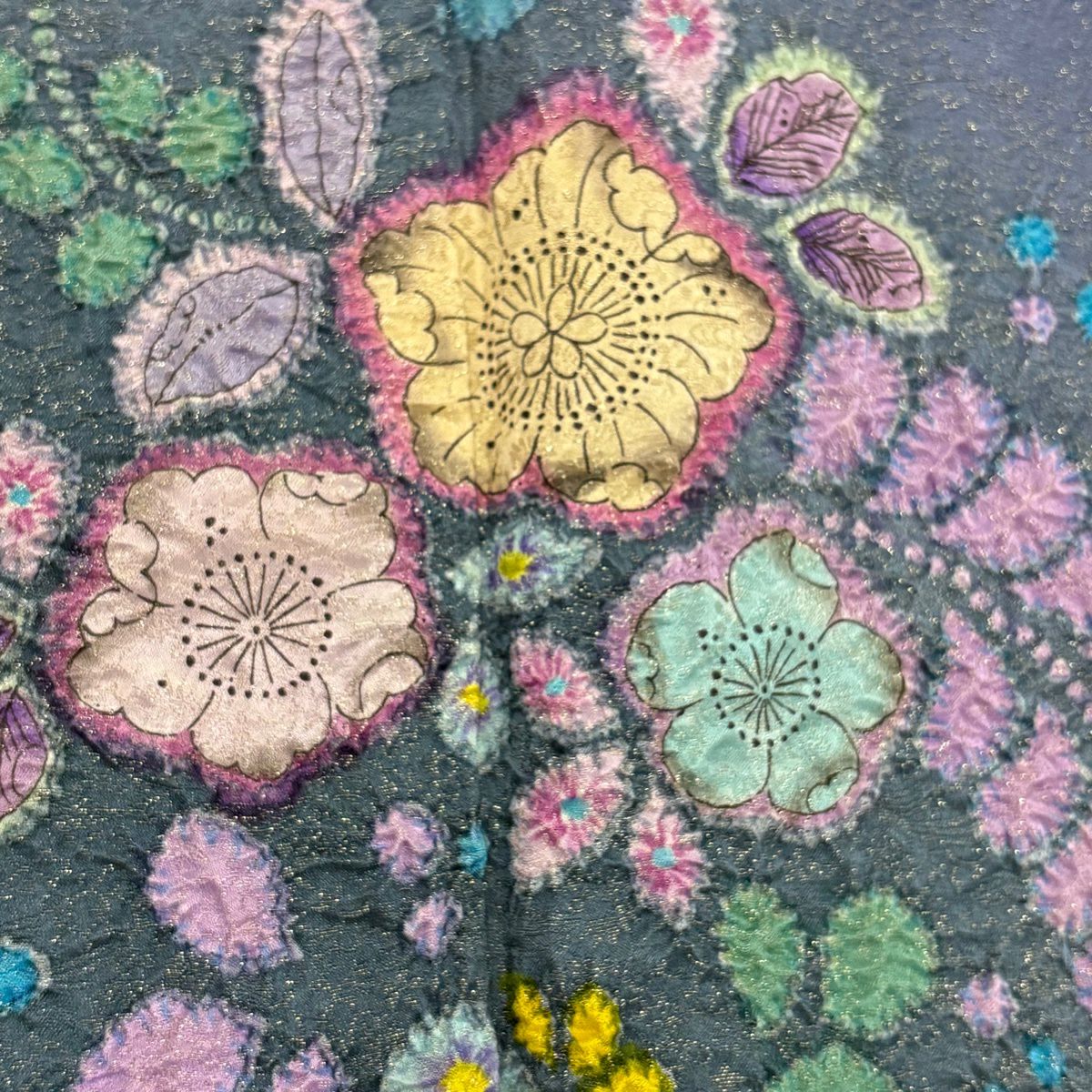 【美品】 付下 身長159.5cm 袖長62cm S 雙層 徳永正峰 落款あり 辻花染 銀通し 漸層 青紫 純蠶絲 名品級